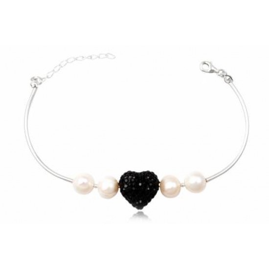 PULSERA PLATA PERLA CRISTAL